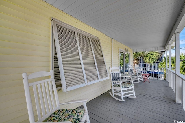 wooden deck with covered porch