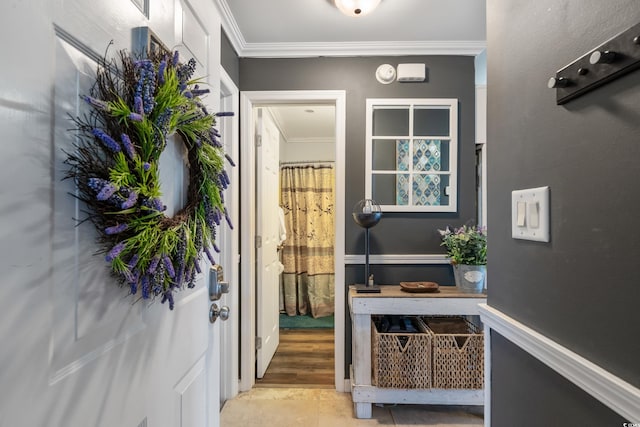 interior space featuring ornamental molding