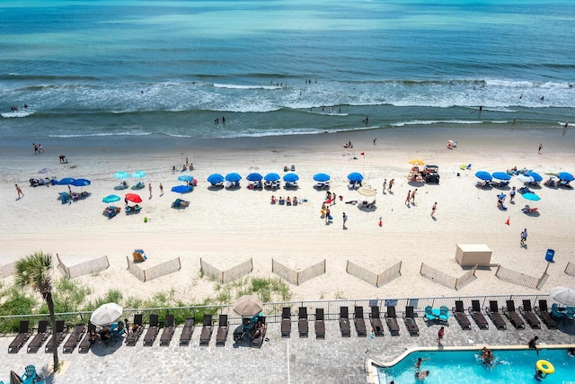 107 S Ocean Blvd Unit 704, Myrtle Beach, SC 29577 - drone / aerial view with a water view and a view of the beach
