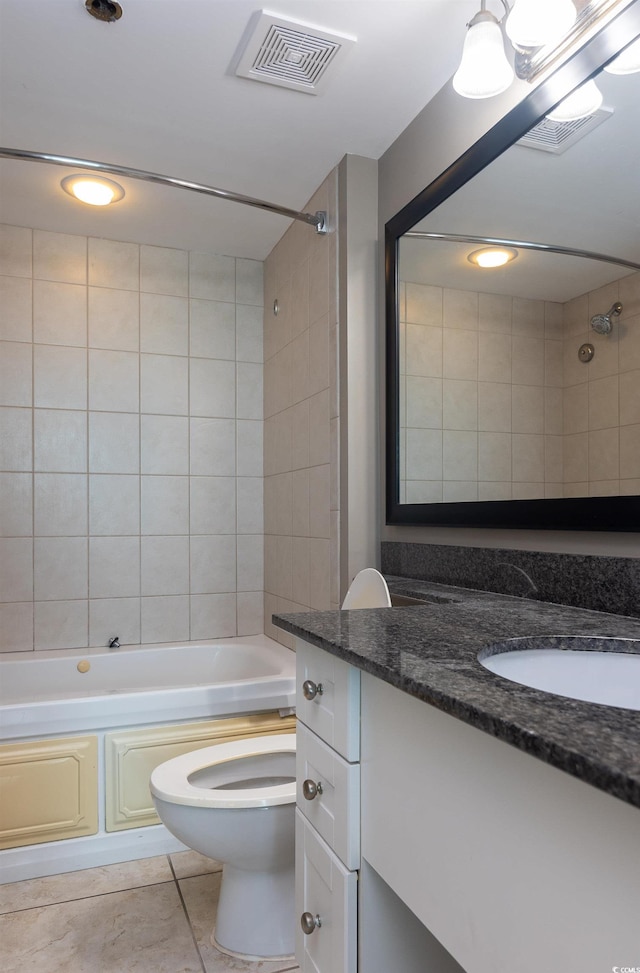 107 S Ocean Blvd Unit 704, Myrtle Beach, SC 29577 - full bath featuring shower / bathtub combination, toilet, vanity, visible vents, and tile patterned floors