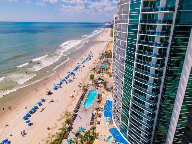 107 S Ocean Blvd Unit 704, Myrtle Beach, SC 29577 - drone / aerial view with a water view and a beach view
