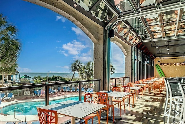 balcony with a water view