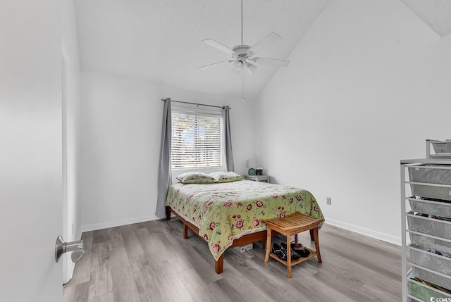 500 Fairway Village Dr Unit 7-D, Myrtle Beach, SC 29588 - bedroom with lofted ceiling, wood finished floors, baseboards, and ceiling fan