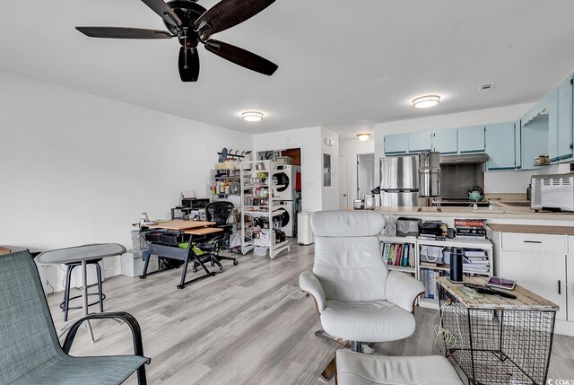 500 Fairway Village Dr Unit 7-D, Myrtle Beach, SC 29588 - dining area with a desk, light wood-style floors, and ceiling fan