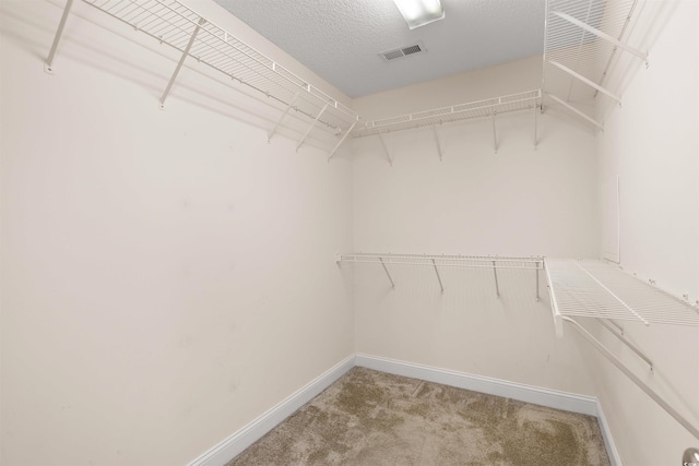 spacious closet with carpet and visible vents