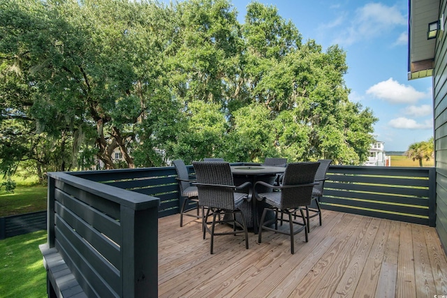 224 Oak Bay Dr, Georgetown, SC 29440 - wooden deck featuring outdoor dining area
