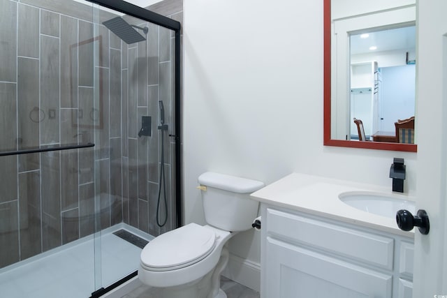 224 Oak Bay Dr, Georgetown, SC 29440 - full bathroom with a shower stall, vanity, toilet, and baseboards