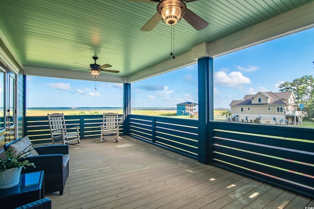 224 Oak Bay Dr, Georgetown, SC 29440 - wooden deck with ceiling fan