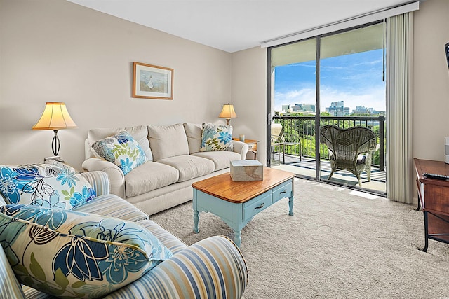 601 Mitchell Dr Unit 801, Myrtle Beach, SC 29577 - carpeted living area featuring a view of city and floor to ceiling windows