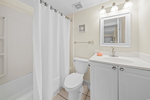 601 Mitchell Dr Unit 801, Myrtle Beach, SC 29577 - full bath featuring shower / bath combo, vanity, toilet, tile patterned floors, and visible vents