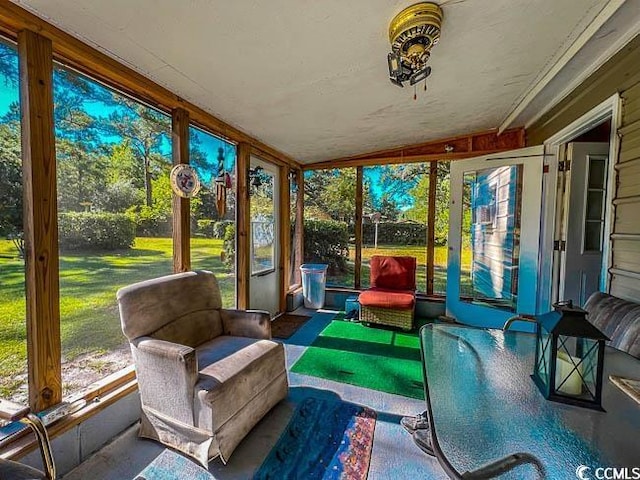 3641 Half Pint Rd, Longs, SC 29568 - sunroom / solarium featuring lofted ceiling, healthy amount of natural light, and outdoor lounge area