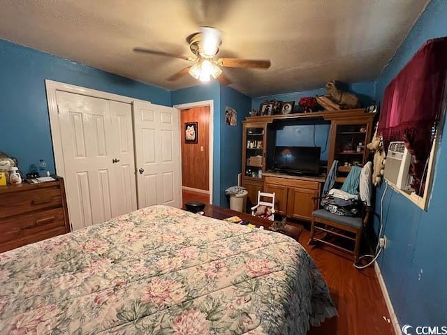 3641 Half Pint Rd, Longs, SC 29568 - bedroom with wood finished floors, a closet, and ceiling fan