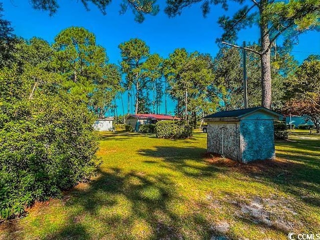 3641 Half Pint Rd, Longs, SC 29568 - view of green lawn with a storage shed
