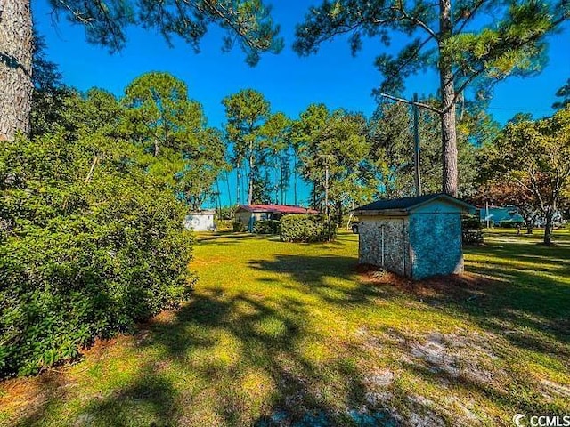 3641 Half Pint Rd, Longs, SC 29568 - view of green lawn featuring a storage unit