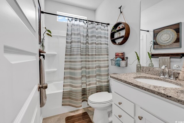 5606 Whitebark Dr, Myrtle Beach, SC 29577 - full bathroom featuring toilet, vanity, and shower / bathtub combination with curtain