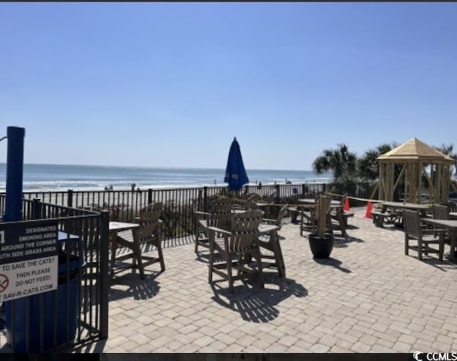 2001 S Ocean Blvd Unit 621, Myrtle Beach, SC 29577 - view of patio / terrace featuring a water view and a gazebo
