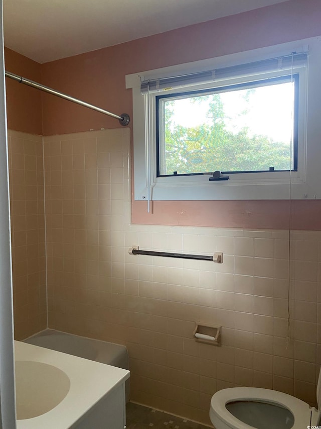 3752 Tea Rose St Unit 3752, Myrtle Beach, SC 29577 - bathroom featuring toilet, a shower, and tile walls
