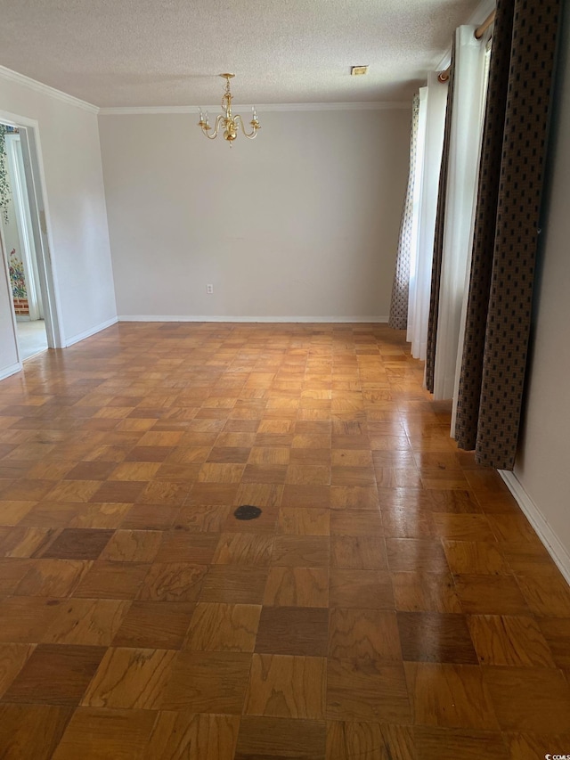 3752 Tea Rose St Unit 3752, Myrtle Beach, SC 29577 - spare room with a chandelier, baseboards, crown molding, and a textured ceiling