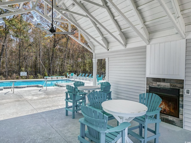 294 Portofino Dr, Myrtle Beach, SC 29579 - view of patio / terrace featuring ceiling fan and a community pool