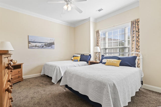 77 Tern Pl Unit 202, Pawleys Island, SC 29585 - carpeted bedroom featuring crown molding and a ceiling fan