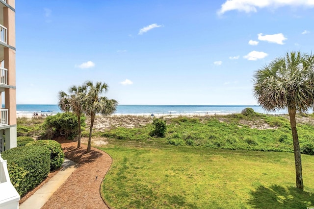 view of water feature featuring a beach view