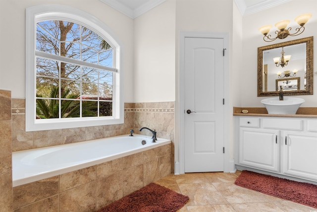 156 Henry Middleton Blvd, Myrtle Beach, SC 29588 - full bath with crown molding, an inviting chandelier, a bath, and vanity