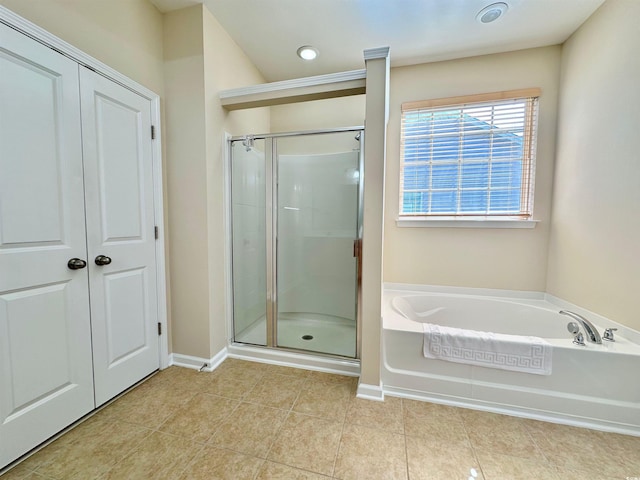 1612 Fairforest Ct, Conway, SC 29526 - full bathroom featuring a garden tub, a shower stall, tile patterned flooring, and recessed lighting