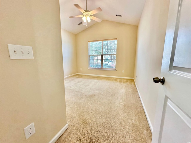 1612 Fairforest Ct, Conway, SC 29526 - spare room with ceiling fan, light carpet, and vaulted ceiling