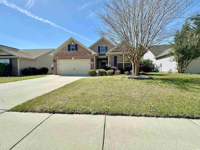 1612 Fairforest Ct, Conway, SC 29526 - view of front facade featuring brick siding, a garage, and a front lawn