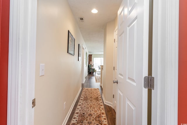 478 Pinehurst Ln Unit 17D, Pawleys Island, SC 29585 - hall featuring baseboards, wood finished floors, and recessed lighting