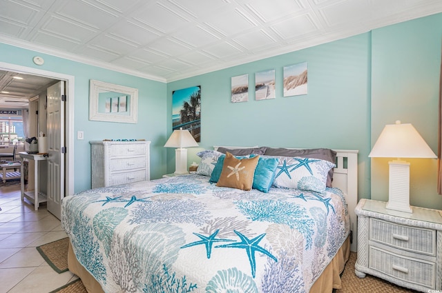 2001 S Ocean Blvd Unit 1505, Myrtle Beach, SC 29577 - bedroom featuring light tile patterned flooring and an ornate ceiling