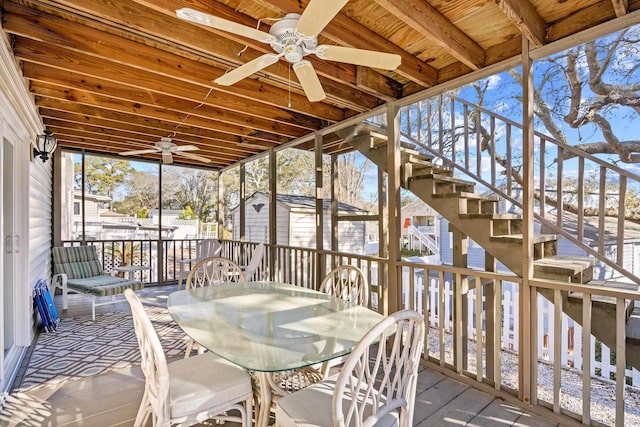 600-B 43rd Ave S, North Myrtle Beach, SC 29582 - unfurnished sunroom featuring ceiling fan and outdoor dining area