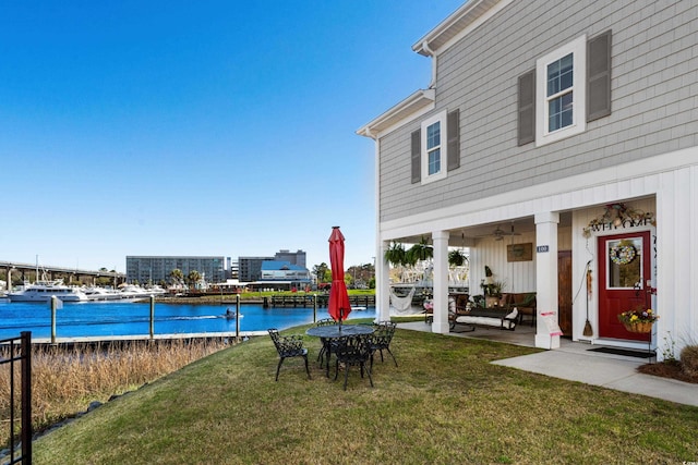 100 Marblehead Dr, Little River, SC 29566 - view of yard with a water view and ceiling fan