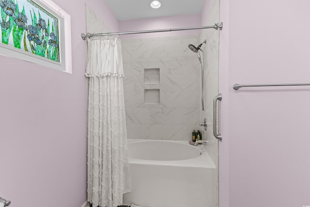 100 Marblehead Dr, Little River, SC 29566 - bathroom featuring shower / bath combo with shower curtain and recessed lighting