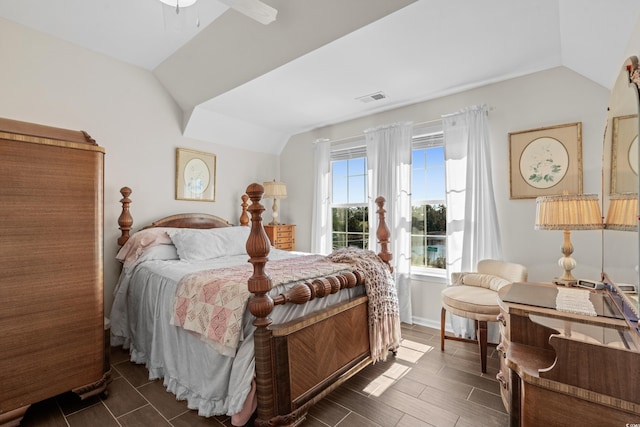 100 Marblehead Dr, Little River, SC 29566 - bedroom with vaulted ceiling and wood finish floors