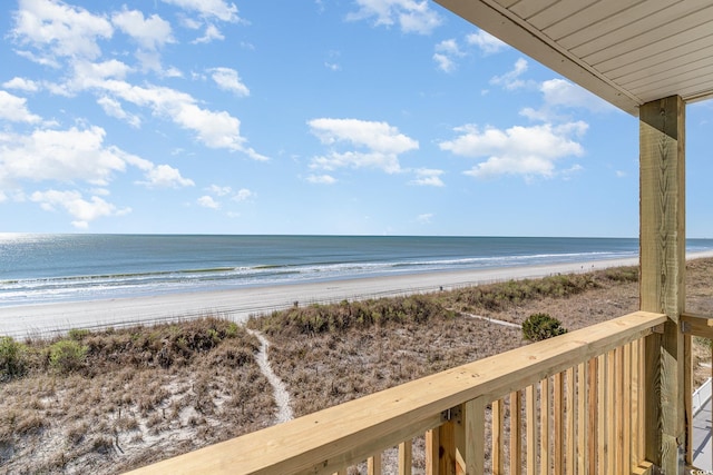 view of water feature with a view of the beach