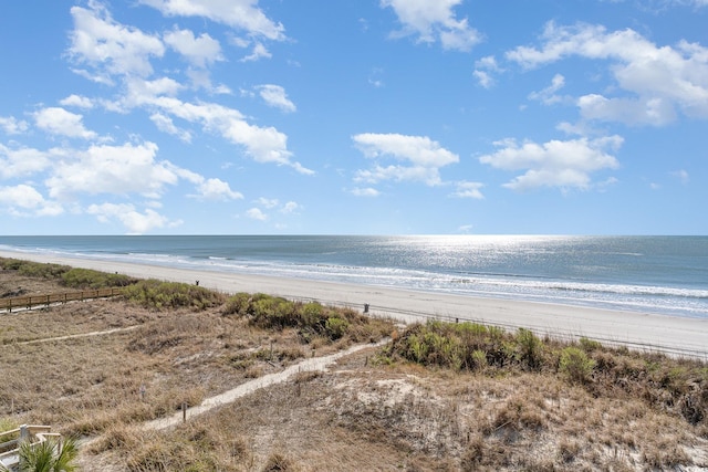 property view of water with a beach view