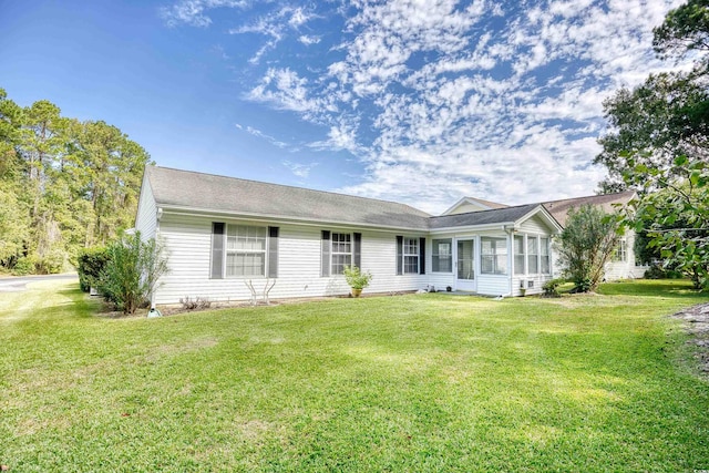 1161 Ganton Way, Myrtle Beach, SC 29588 - ranch-style house with a front lawn and a sunroom
