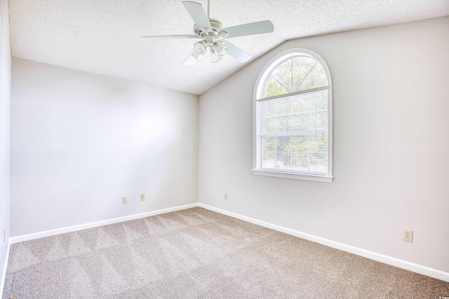 1161 Ganton Way, Myrtle Beach, SC 29588 - empty room with carpet flooring, ceiling fan, a textured ceiling, vaulted ceiling, and baseboards