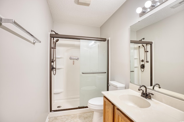 1161 Ganton Way, Myrtle Beach, SC 29588 - full bath featuring toilet, a shower stall, a textured ceiling, vanity, and tile patterned floors