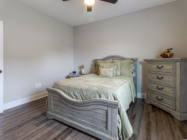 1241 Kenworth Cir, Conway, SC 29526 - bedroom with dark wood-type flooring, baseboards, and ceiling fan