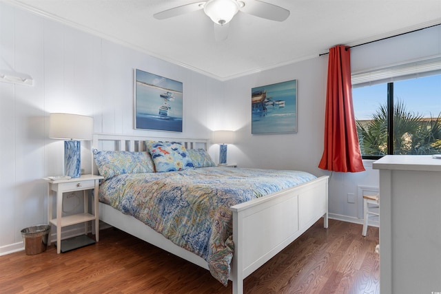 5601 N Ocean Blvd Unit 214B, Myrtle Beach, SC 29577 - bedroom with wood finished floors, baseboards, and ceiling fan