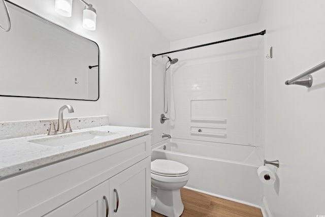 207 Fox Ln, Murrells Inlet, SC 29576 - full bathroom featuring toilet, washtub / shower combination, vanity, and wood finished floors
