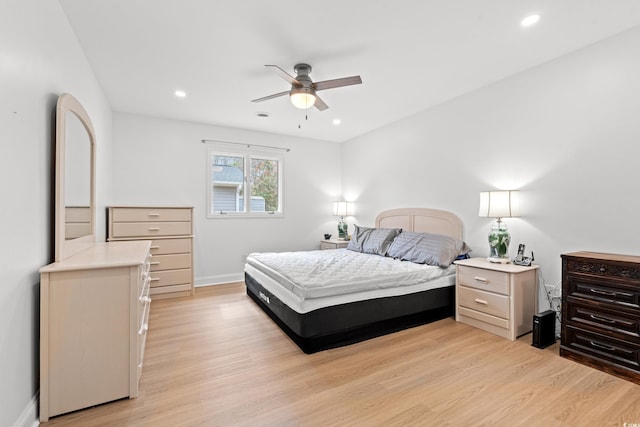 207 Fox Ln, Murrells Inlet, SC 29576 - bedroom featuring recessed lighting, baseboards, ceiling fan, and light wood-type flooring