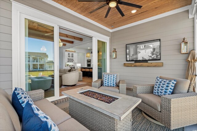 849 Crystal Water Way, Myrtle Beach, SC 29579 - view of patio with ceiling fan and an outdoor living space with a fire pit