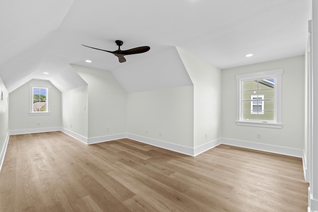 1004 Bufflehead Dr, Conway, SC 29526 - additional living space featuring light wood finished floors, a ceiling fan, baseboards, and vaulted ceiling