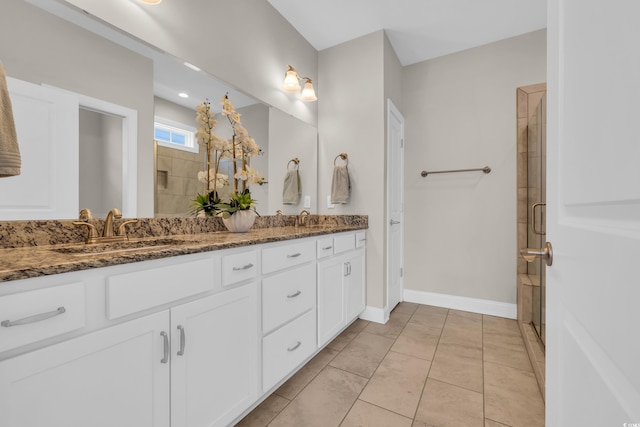 1109 Bonnet Dr, North Myrtle Beach, SC 29582 - full bath with double vanity, a stall shower, and tile patterned floors