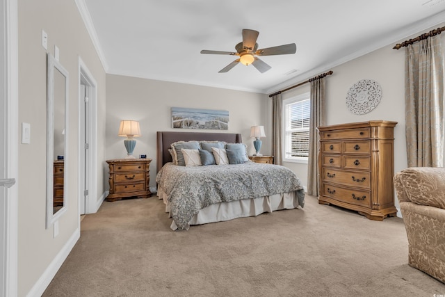 1109 Bonnet Dr, North Myrtle Beach, SC 29582 - bedroom featuring carpet flooring, crown molding, and a ceiling fan