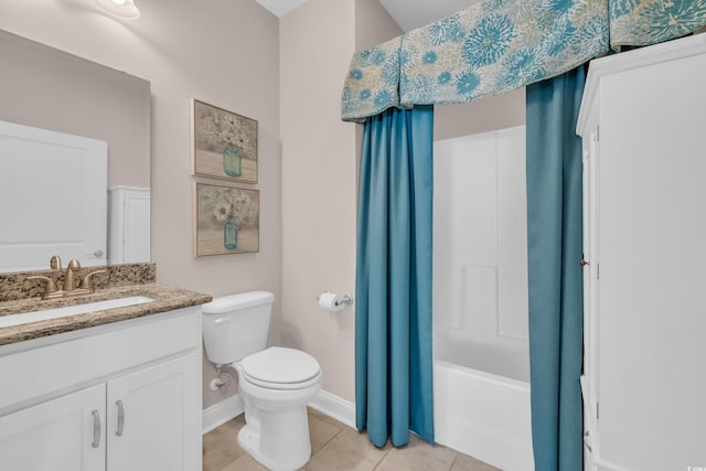 1109 Bonnet Dr, North Myrtle Beach, SC 29582 - bathroom featuring vanity, tile patterned floors, and shower / bath combo with shower curtain
