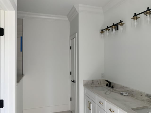 144 Sago Palm Dr, Myrtle Beach, SC 29579 - bathroom with ornamental molding and double vanity
